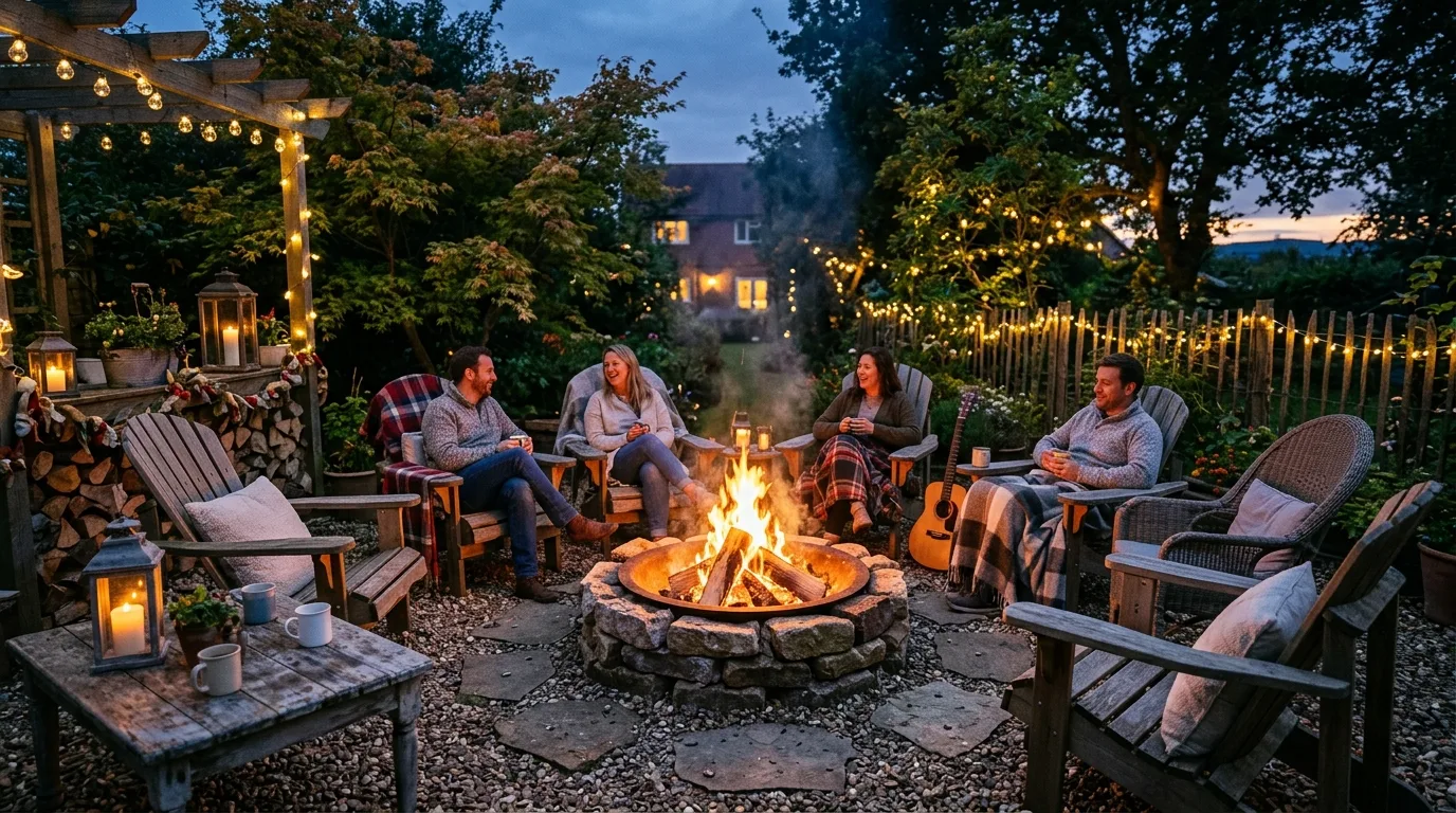 Outdoor seating area with a DIY fire pit