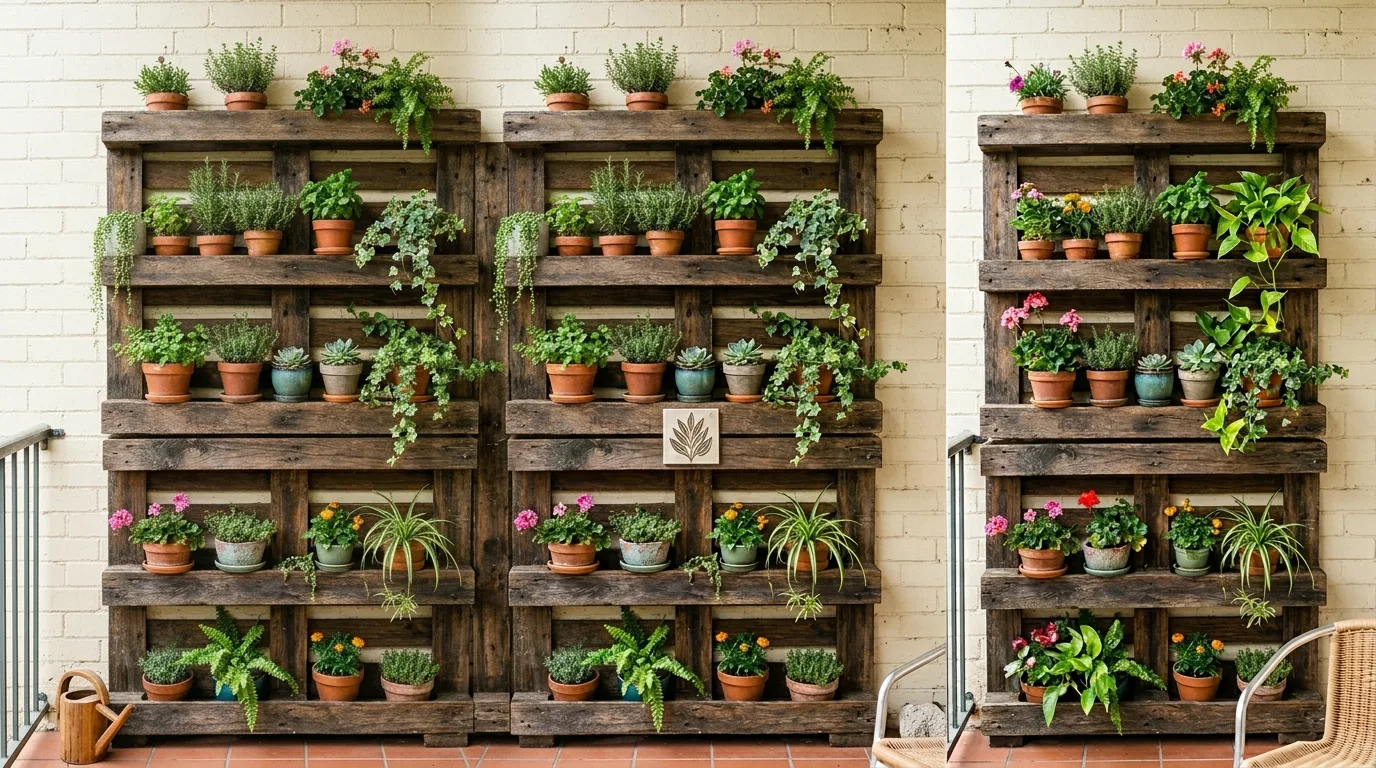 DIY vertical garden made from a wooden pallet