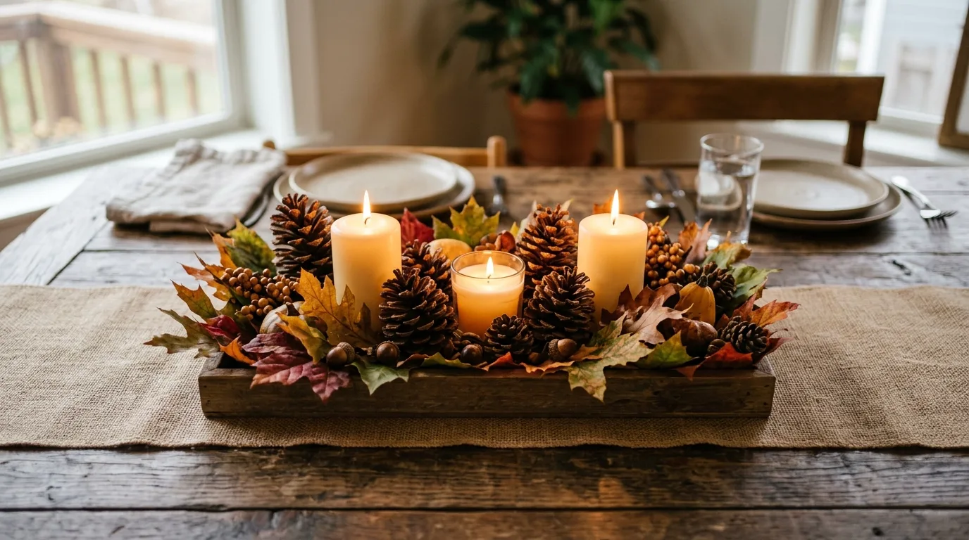Budget fall dining table centerpiece