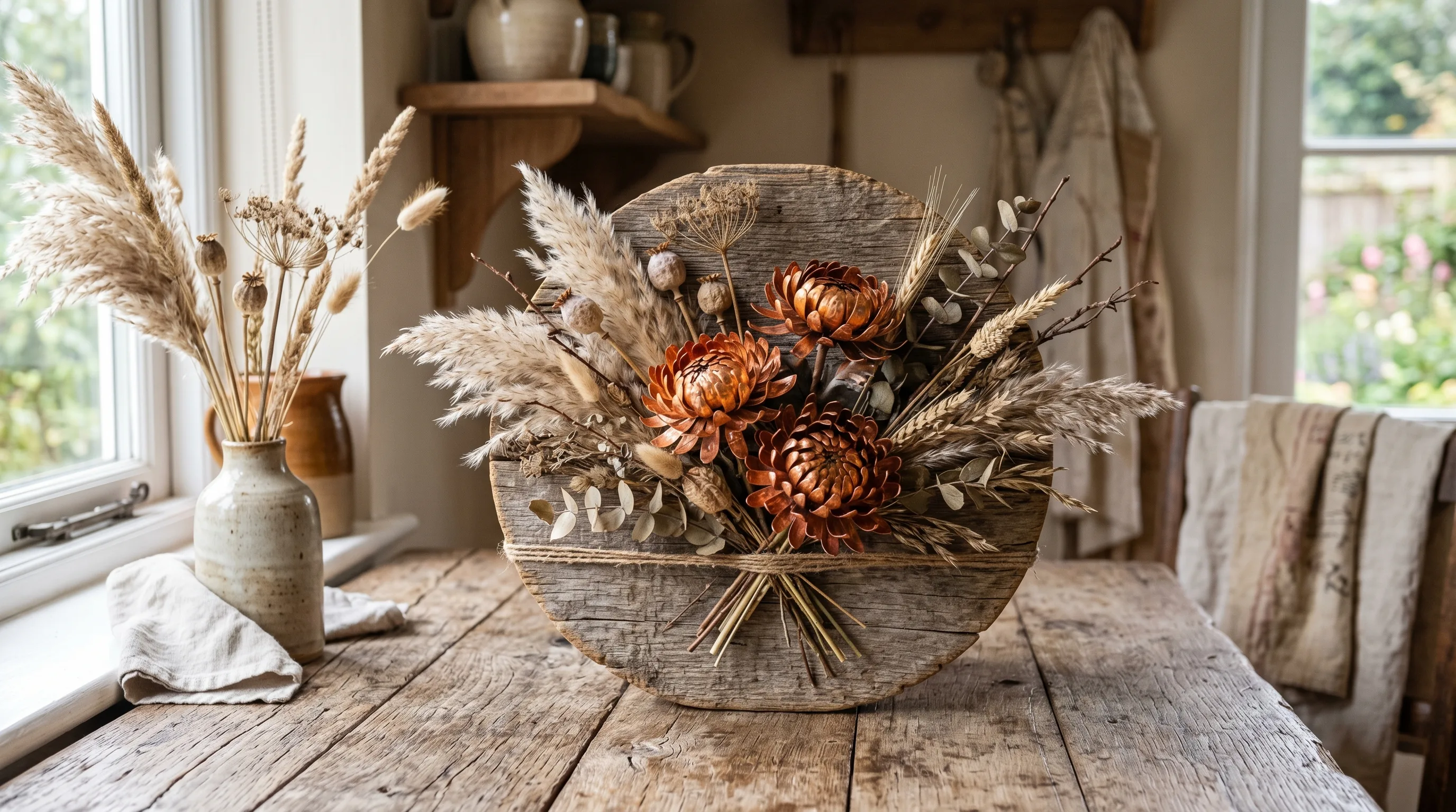 DIY fall wood craft decor styled on a tabletop