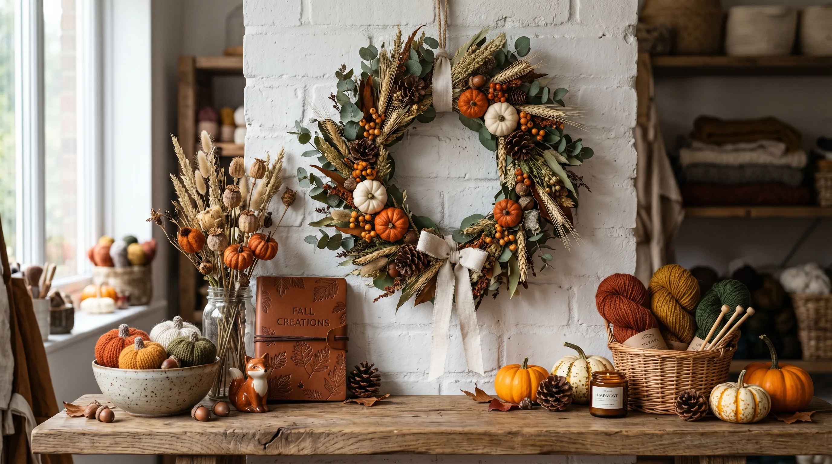 Mini pumpkin accented fall wood craft