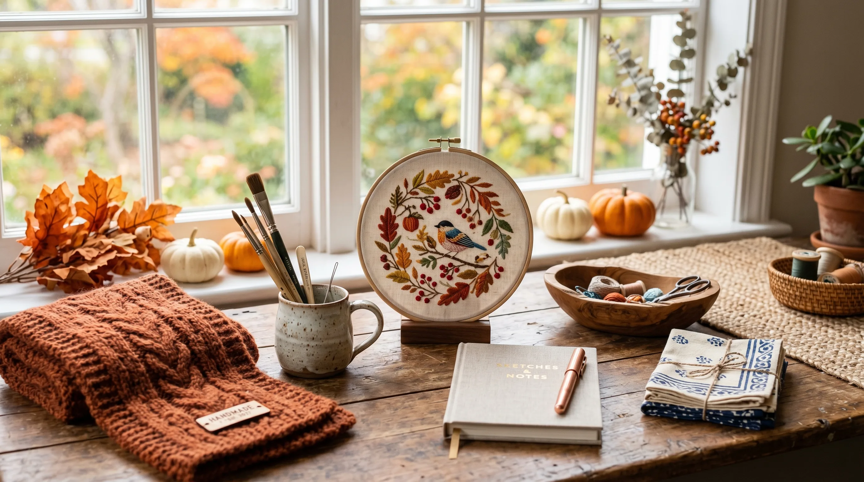 Editorial-style DIY fall wood craft