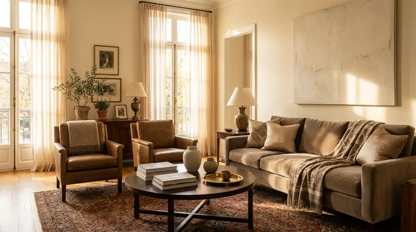 Farmhouse patriotic decor in warm late-afternoon light