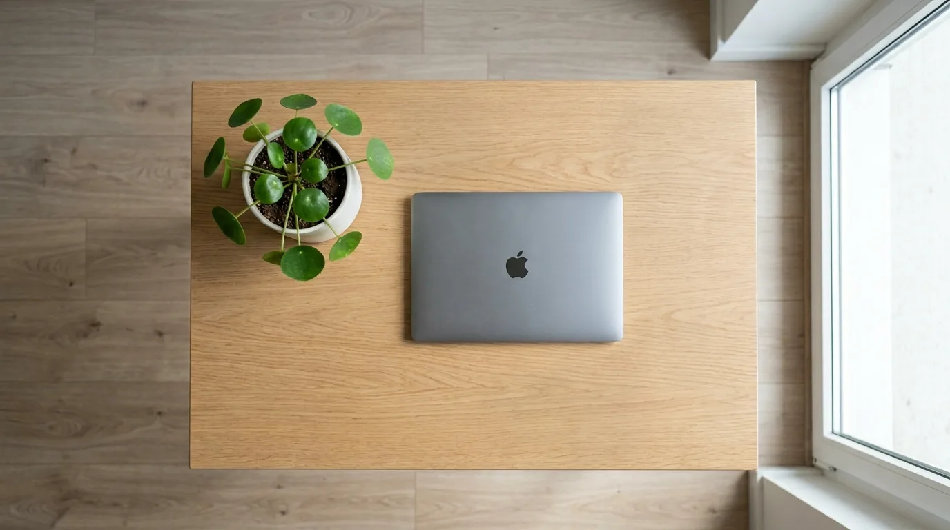 Minimalist kitchen with white cabinets and marble countertop