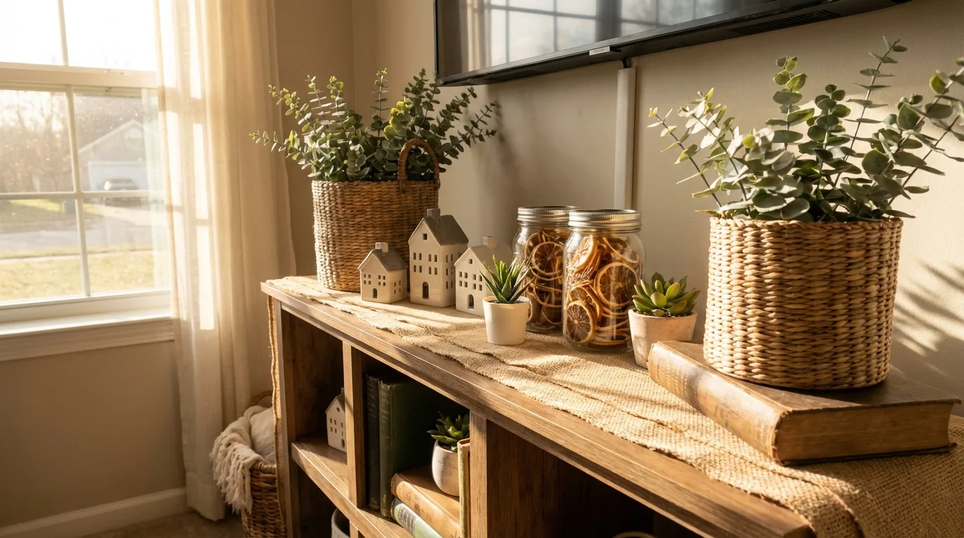 Patriotic tiered tray styled for Fourth of July decor