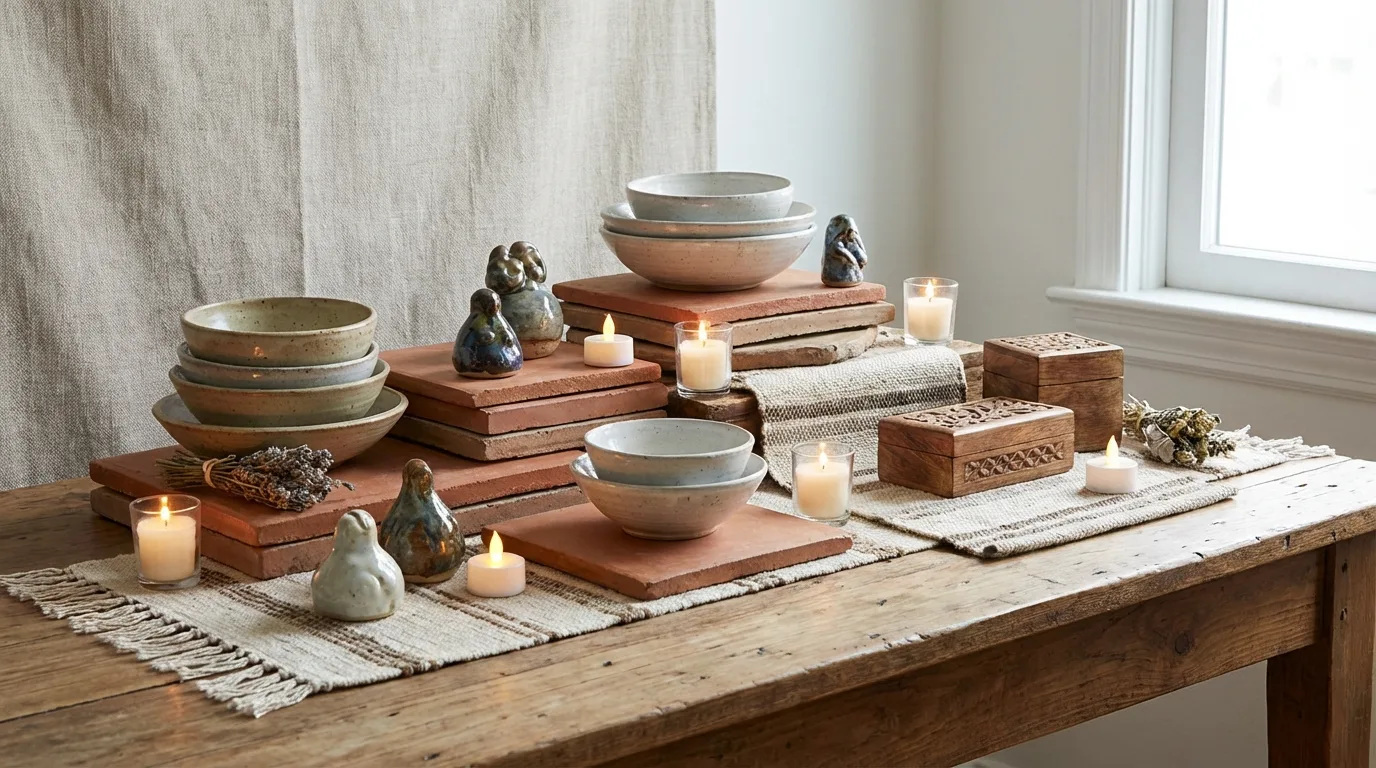 Patriotic tray with stacked ceramic accents
